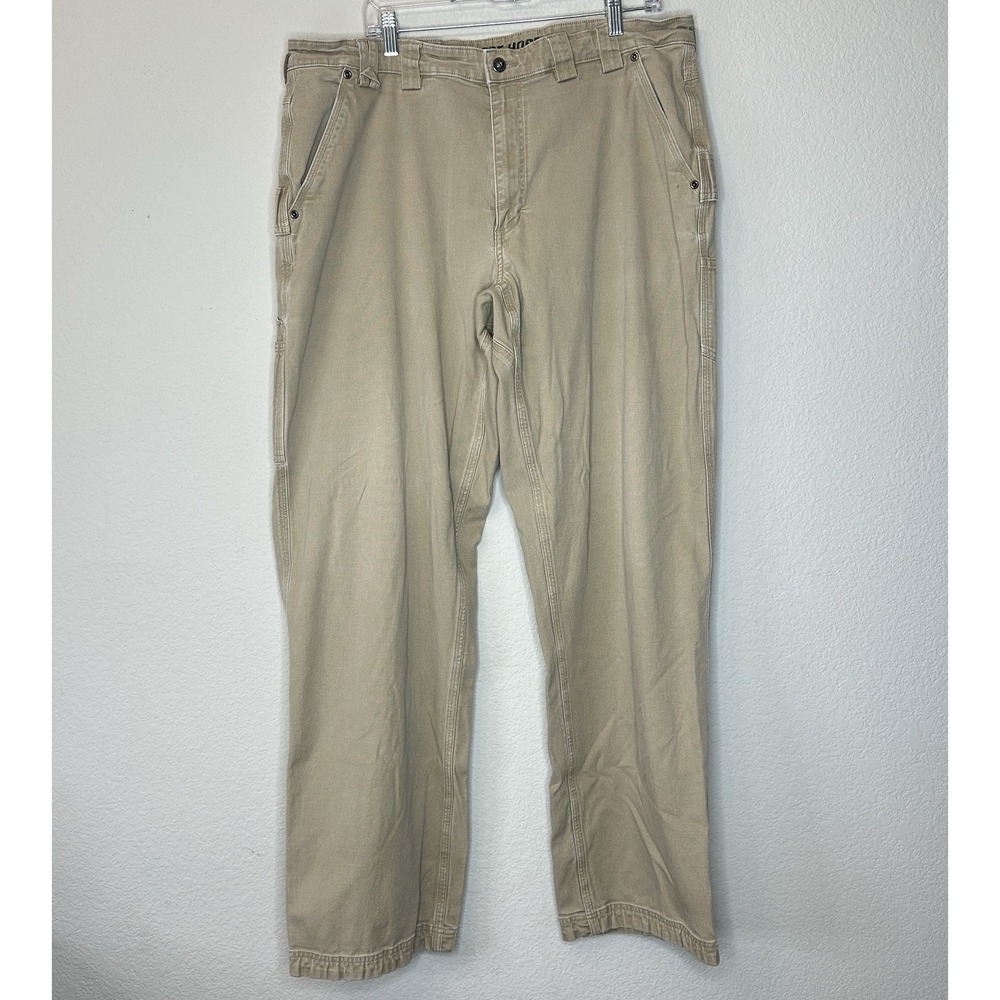 Duluth Flex Fire Hose Relaxed Fit Carpenter Khaki Tan Pants Men's Size 40x34